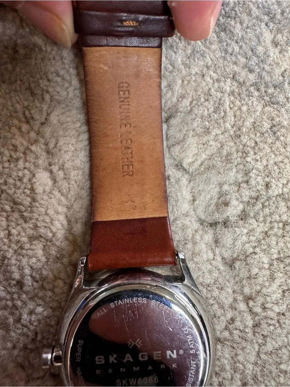 Skagen Silver Case with Brown Leather Strap Watch * NEEDS NEW BATTERY*